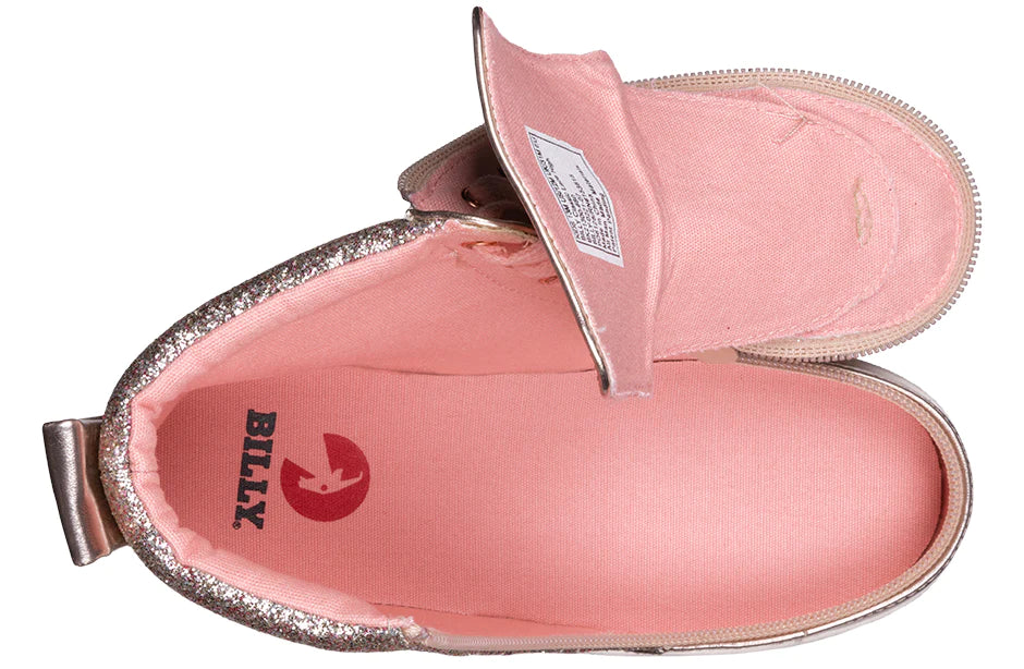 BILLY - Children's footwear for orthotics Classic Lace High Rose Gold Unicorn