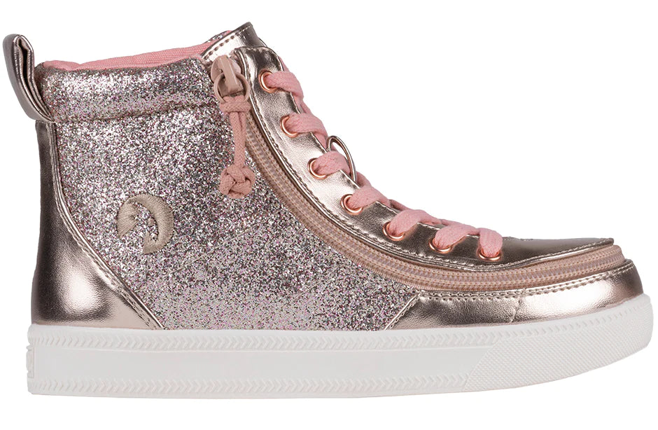 BILLY - Children's footwear for orthotics Classic Lace High Rose Gold Unicorn