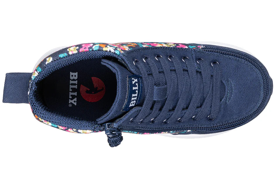 BILLY - Obuwie do ortez dla dzieci Classic High Top Goat AFO-Friendly Navy Floral