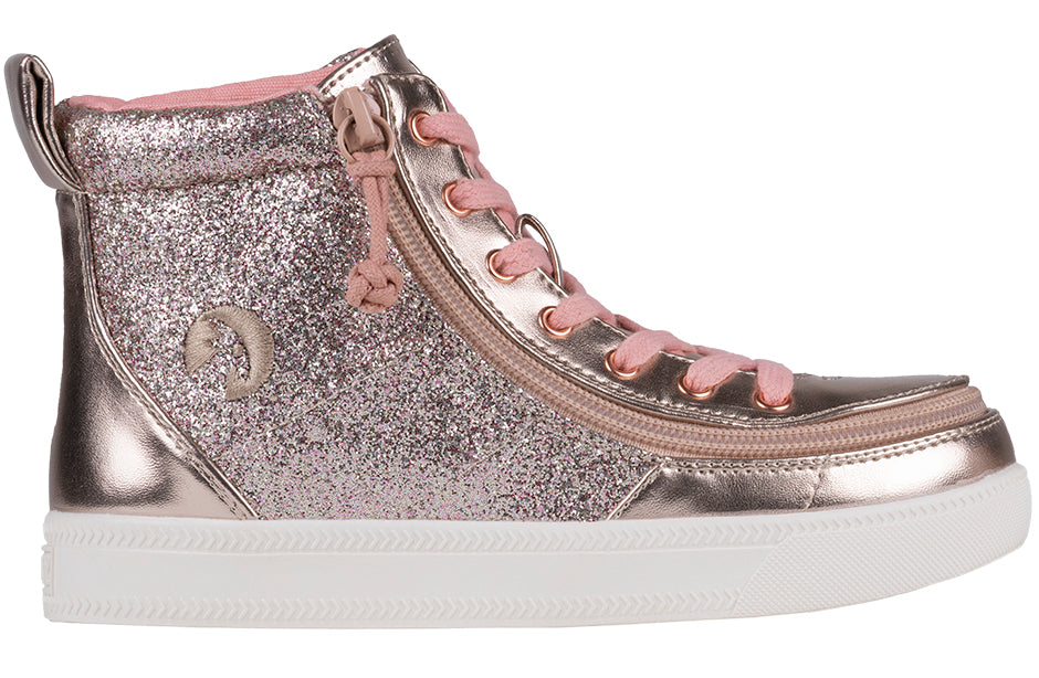 BILLY - Obuwie do ortez dla dzieci Classic Lace High Rose Gold Unicorn