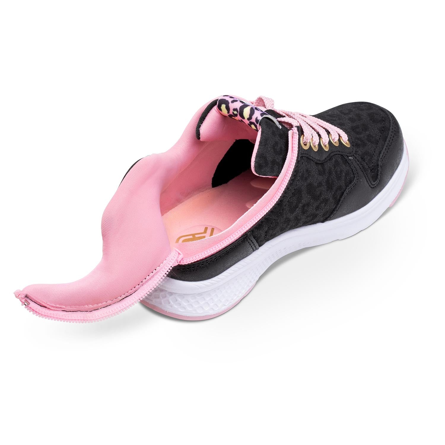 FRIENDLYSHOES - Excursion Black Leopard &amp; Dahlia Pink children's orthotics shoes