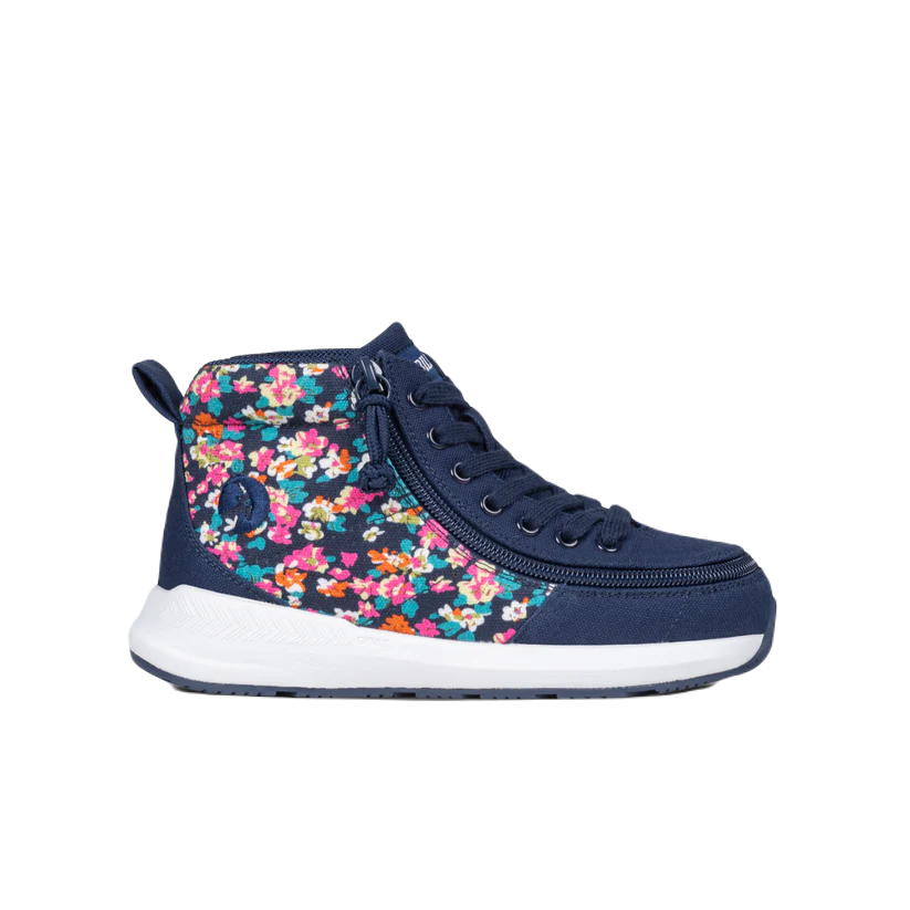 BILLY - Obuwie do ortez dla dzieci Classic High Top Goat AFO-Friendly Navy Floral