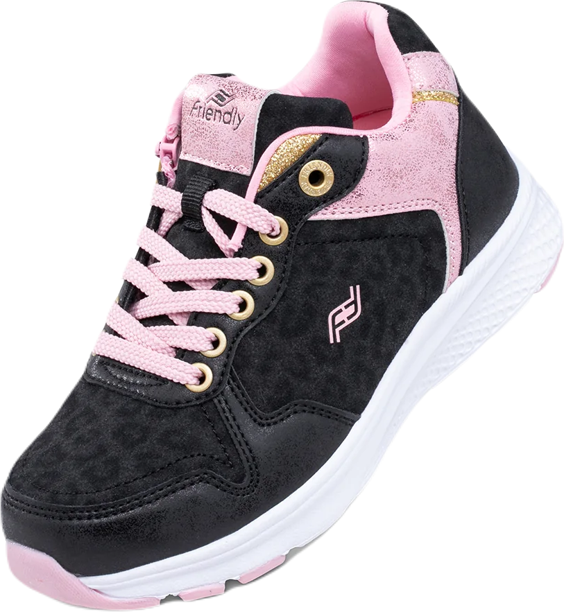 FRIENDLYSHOES - Obuwie do ortez dla dzieci Excursion Black Leopard & Dahlia Pink