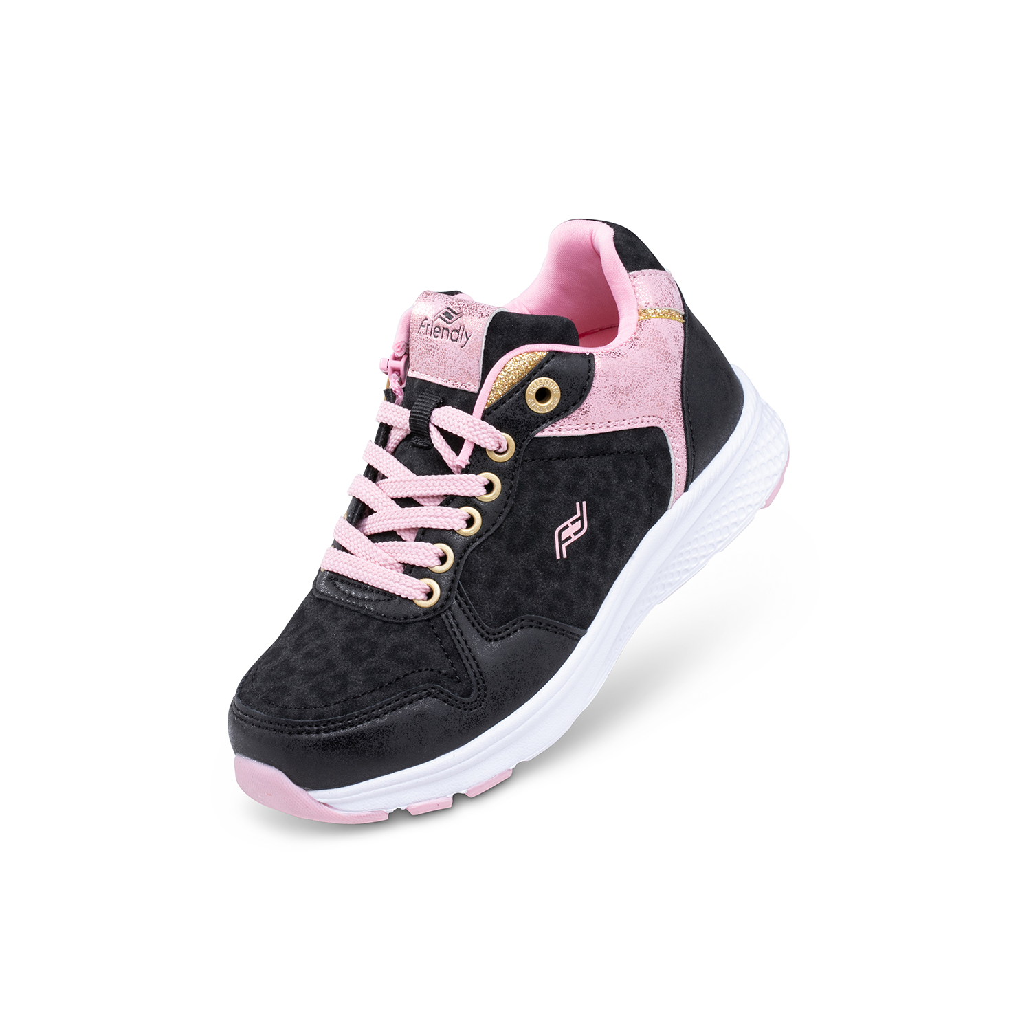 FRIENDLYSHOES - Excursion Black Leopard & Dahlia Pink children's orthotics shoes