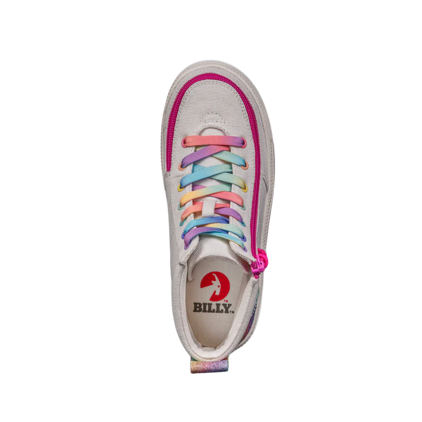 BILLY - Classic Lace High White Rainbow children's orthotics shoes