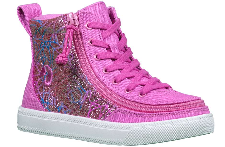 BILLY - Obuwie do ortez dla dzieci Classic Lace Highs Pink Printed