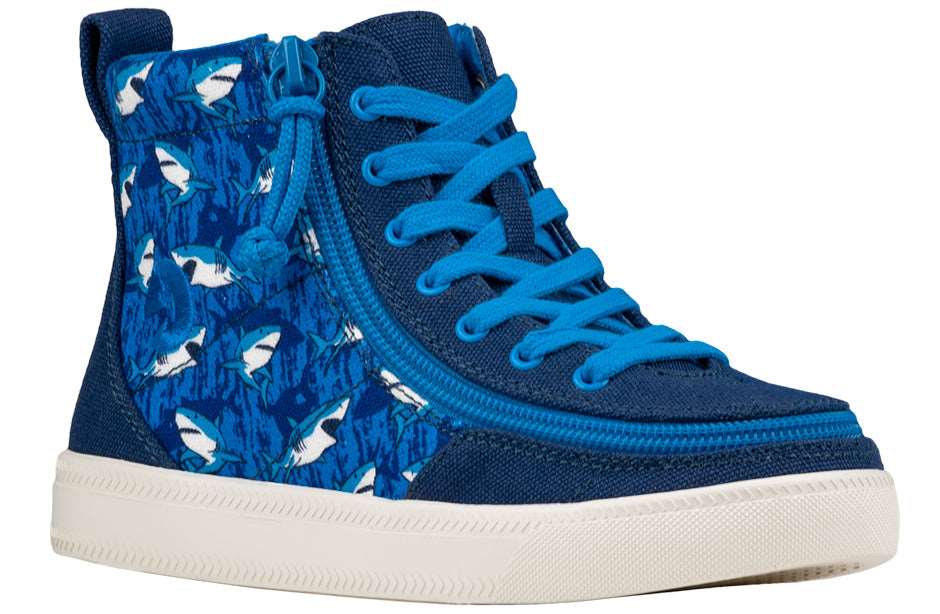 BILLY - Obuwie do ortez dla dzieci Classic Lace Highs Blue Sharks